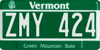 VT license plate ZMY424