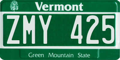 VT license plate ZMY425