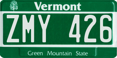 VT license plate ZMY426