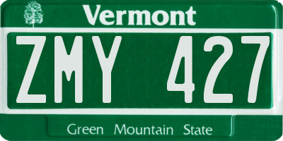 VT license plate ZMY427