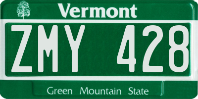 VT license plate ZMY428