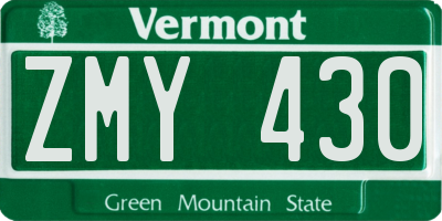 VT license plate ZMY430