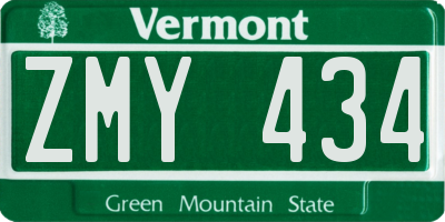VT license plate ZMY434