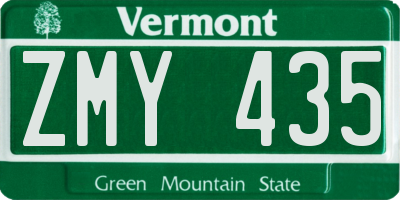 VT license plate ZMY435