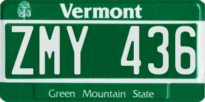 VT license plate ZMY436