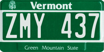 VT license plate ZMY437