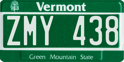 VT license plate ZMY438