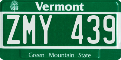 VT license plate ZMY439