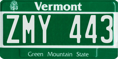 VT license plate ZMY443