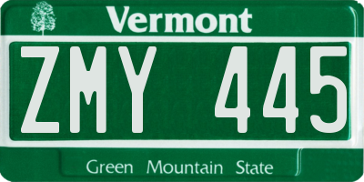 VT license plate ZMY445