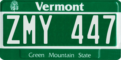 VT license plate ZMY447