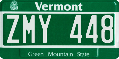 VT license plate ZMY448