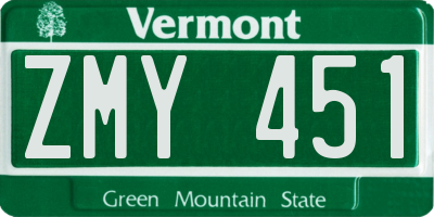 VT license plate ZMY451