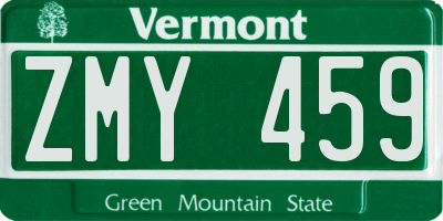 VT license plate ZMY459