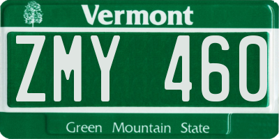 VT license plate ZMY460