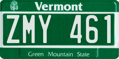 VT license plate ZMY461