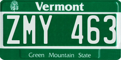 VT license plate ZMY463