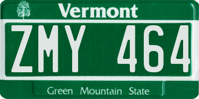 VT license plate ZMY464