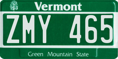 VT license plate ZMY465