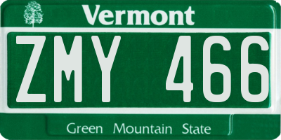 VT license plate ZMY466
