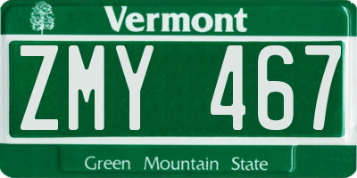 VT license plate ZMY467