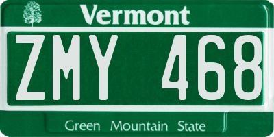 VT license plate ZMY468