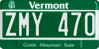 VT license plate ZMY470