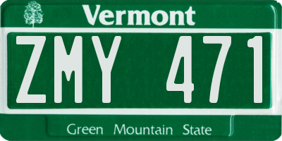 VT license plate ZMY471