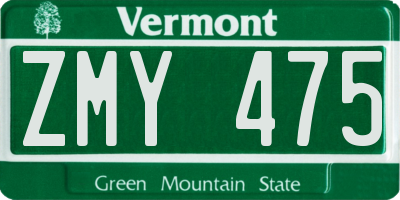 VT license plate ZMY475