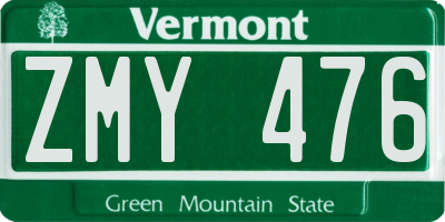 VT license plate ZMY476