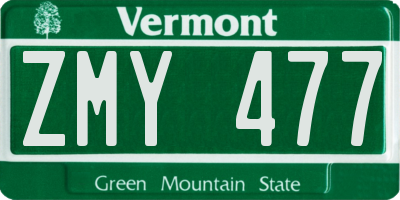 VT license plate ZMY477