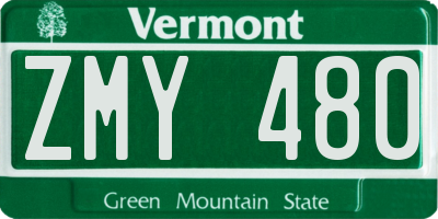 VT license plate ZMY480