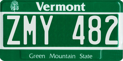 VT license plate ZMY482