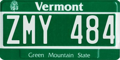 VT license plate ZMY484