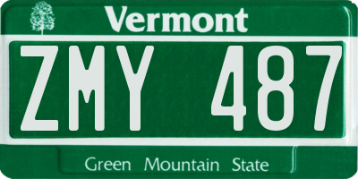VT license plate ZMY487