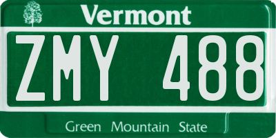 VT license plate ZMY488