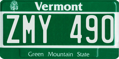 VT license plate ZMY490