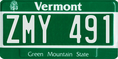 VT license plate ZMY491