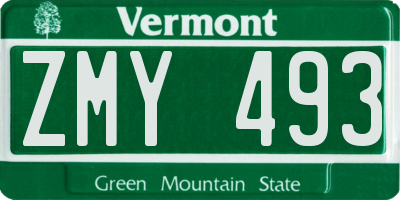 VT license plate ZMY493