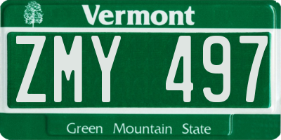 VT license plate ZMY497