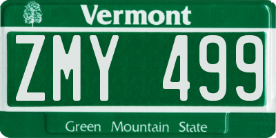 VT license plate ZMY499