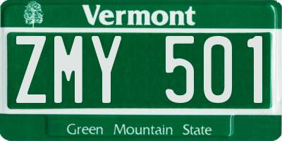 VT license plate ZMY501