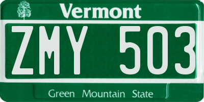 VT license plate ZMY503