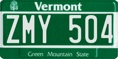 VT license plate ZMY504