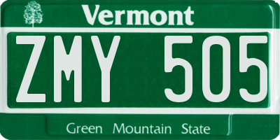 VT license plate ZMY505