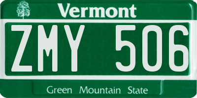 VT license plate ZMY506
