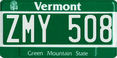 VT license plate ZMY508