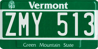 VT license plate ZMY513