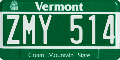 VT license plate ZMY514