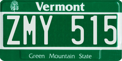VT license plate ZMY515